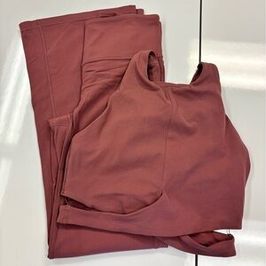 Athleta Flare Pants and Tank Top Set.Mauve brownish Activewear Set. Size Small.